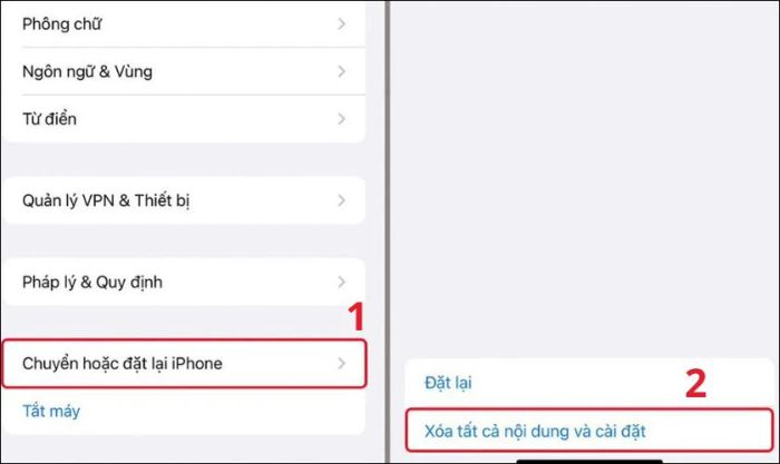 Xóa và đặt lại iPhone để khắc phục lỗi phần mềm hoặc thiết lập sai