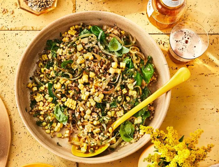 Toasted Israeli Couscous with Corn and Herbs Recipe