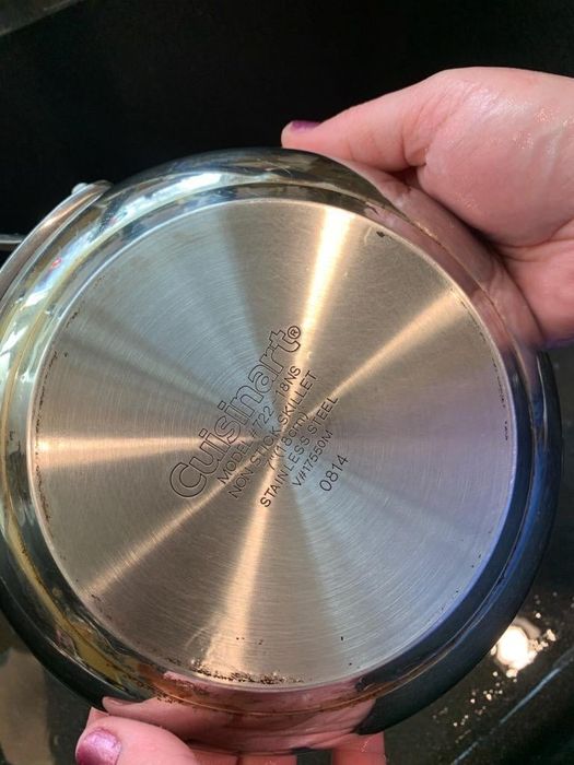 After photo of the same pan now spotless, gleaming, and free from stains