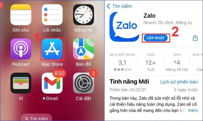 Cập nhật các ứng dụng