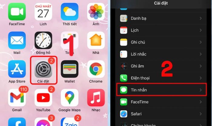 Vào Cài đặt và chọn Tin nhắn để kiểm tra các liên hệ bị chặn