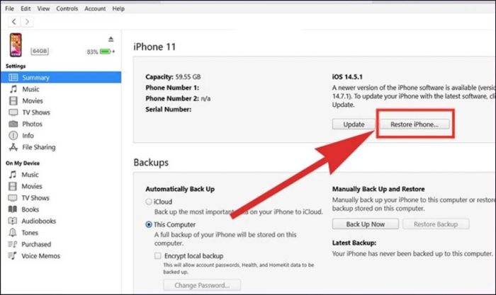 Hướng dẫn khôi phục iPhone bằng iTunes đơn giản và dễ thực hiện