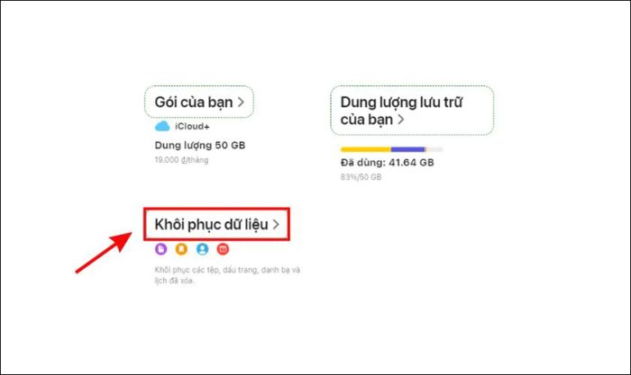 Khôi phục dữ liệu từ iCloud
