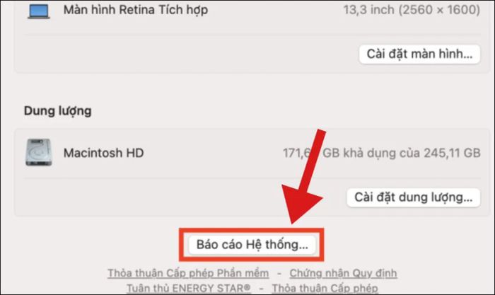 Nhấn vào Tổng quan, sau đó chọn Báo cáo hệ thống