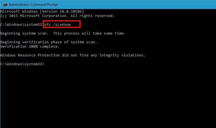 Dùng System File Checker để quét lỗi