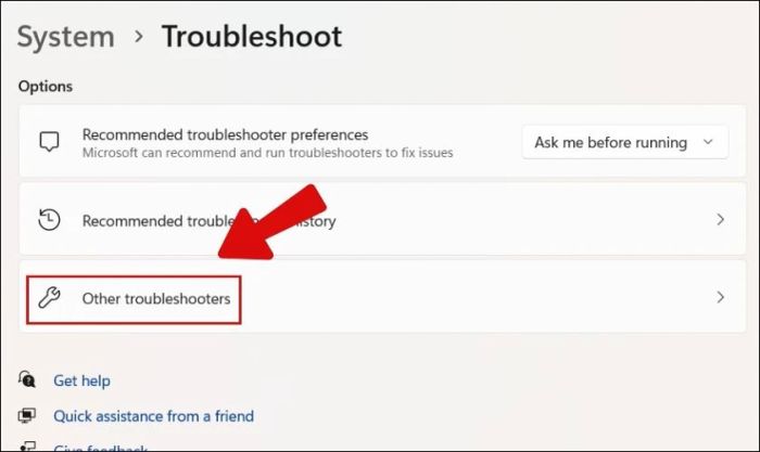 Chọn vào mục Other troubleshooters