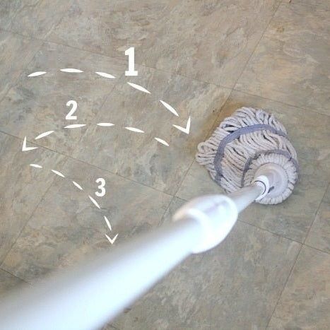 A graphic showing the zig-zag motion to use after slopping water down.