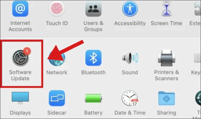 Nhấn vào Software Updates