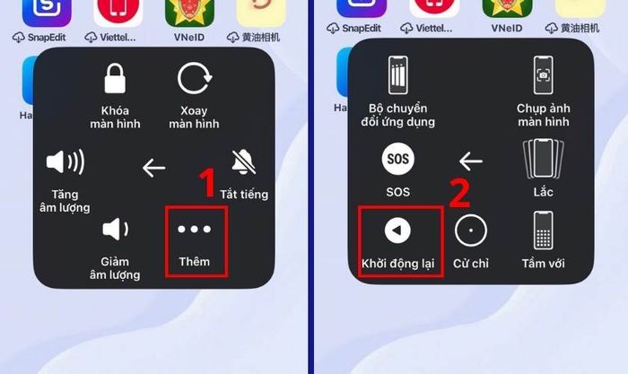 Nhấn vào mục Khởi động lại để tiếp tục