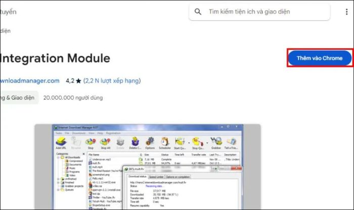 Cài tiện ích Internet Integration Module để khắc phục lỗi