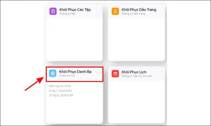 Khôi phục lại danh bạ bị mất