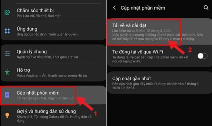 Chọn vào mục Tải về và cài đặt để bắt đầu quá trình cập nhật.