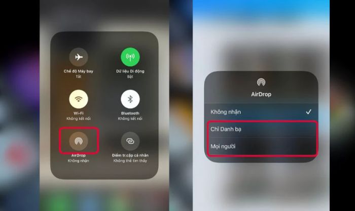 Chọn AirDrop