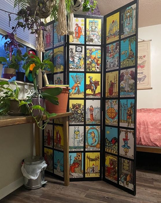 The room divider set up in a reviewer's home
