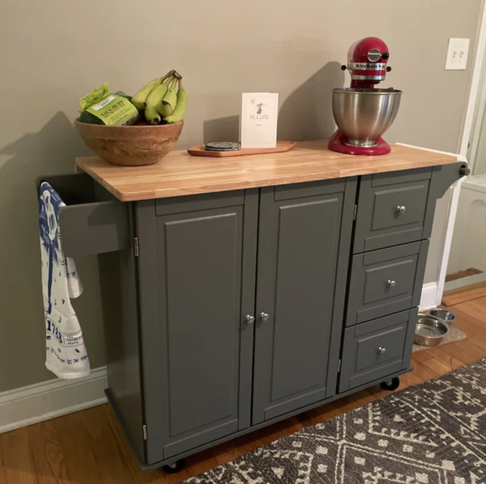 The gray kitchen cart