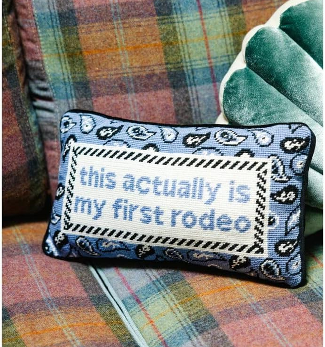 Decorative pillow featuring intricate details and charm.