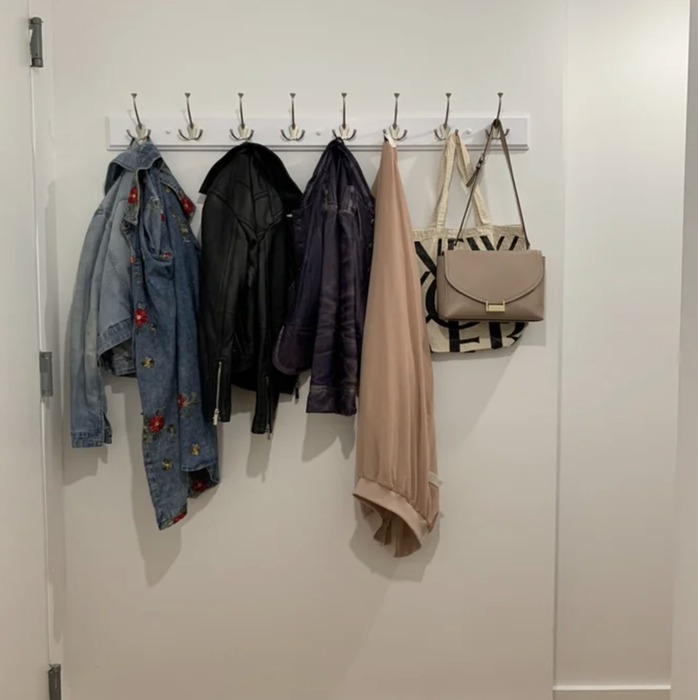 Coats hanging from the rack