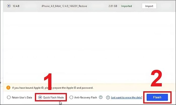 Tiến hành mở file Firmware đã tải hoặc Import vào 3UTools