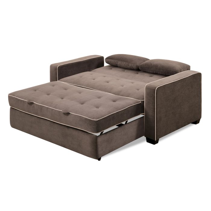 the sofa fully extended into a comfy bed