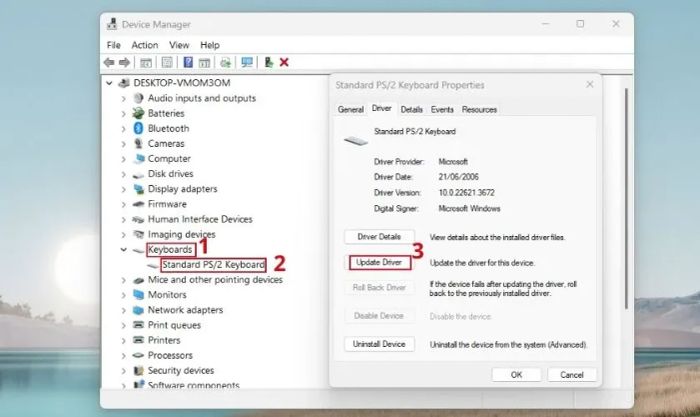 Nhấn vào Update driver