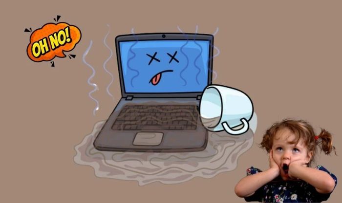 Bàn phím tiếp xúc với nước hoặc chất lỏng có thể dẫn đến tình trạng phím bị nhảy loạn