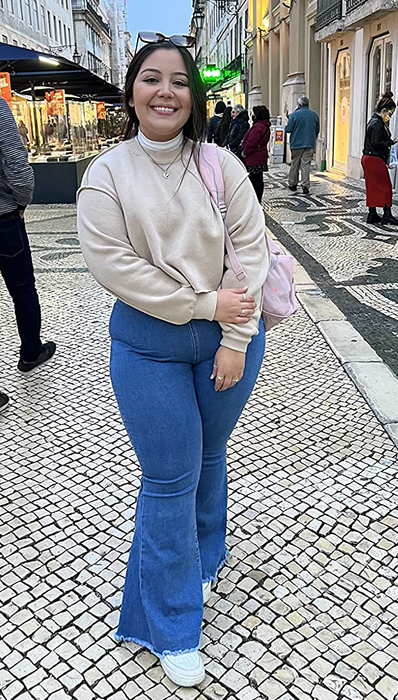 another reviewer showcasing the hoodie