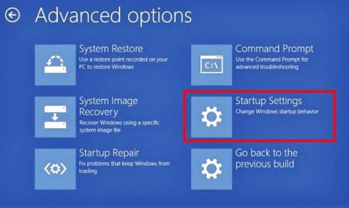 Chọn Startup settings.