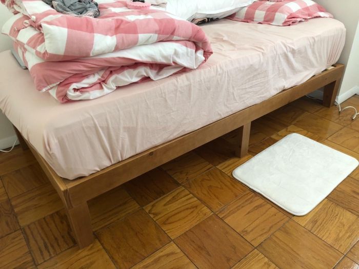 reviewer photo of the wooden platform twin bed frame