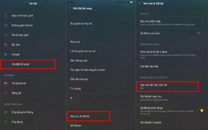 sao lưu dữ liệu Android