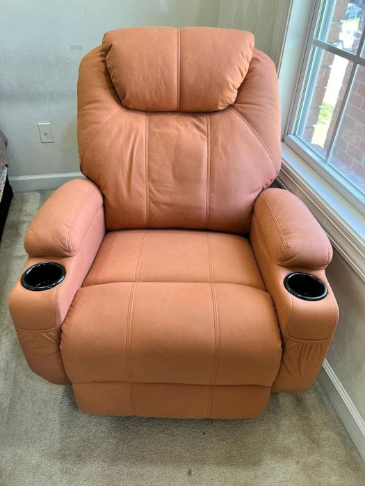 Recliner with built-in cup holders on the armrests for ultimate convenience