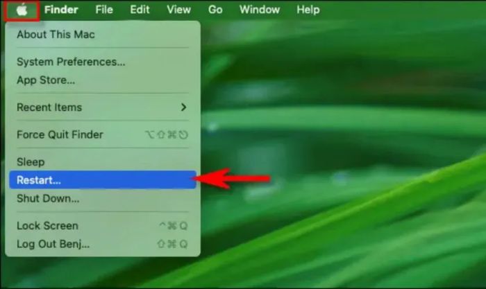Khởi động lại MacBook để khắc phục lỗi âm thanh