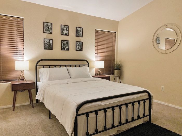 Reviewer's photo of the black bed frame.