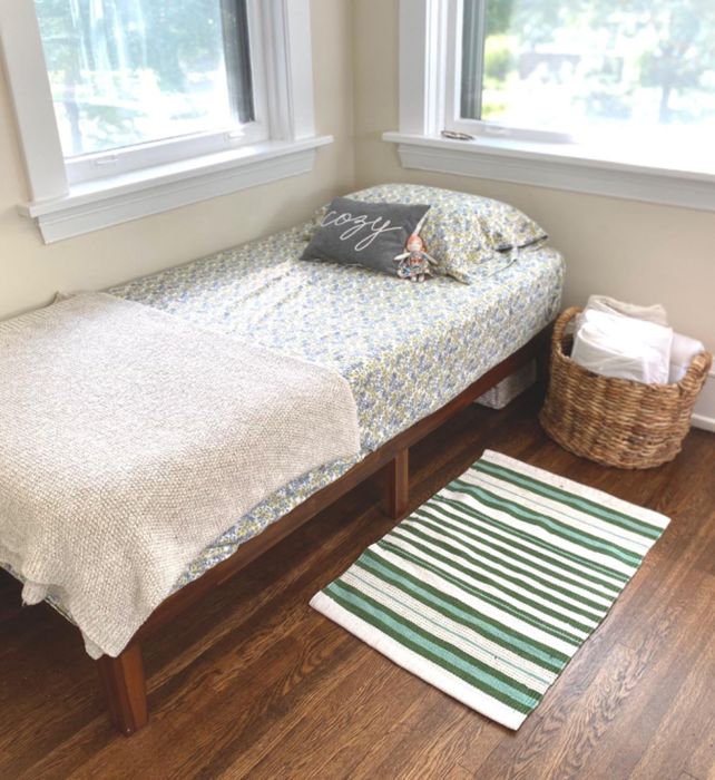 reviewer photo of a wooden platform twin bed frame