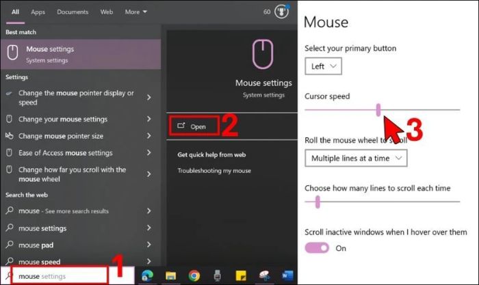 Điều chỉnh tốc độ chuột trên Mouse Master để khắc phục lỗi chuột cảm ứng laptop di chuyển không chính xác