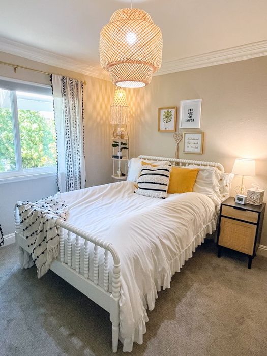 The lamp illuminating a reviewer's bedroom space.
