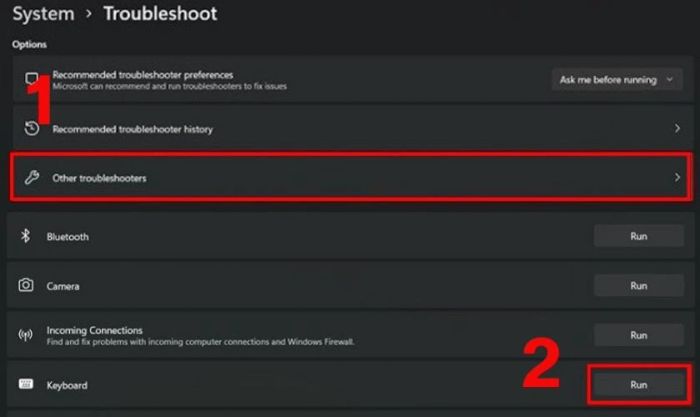Chạy công cụ Keyboard Troubleshooter để sửa lỗi bàn phím laptop phản hồi chậm