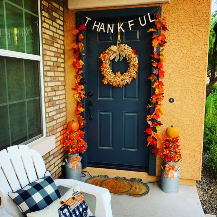 The garland elegantly displayed around a doorway
