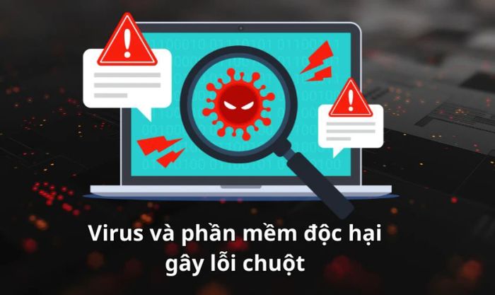 Xung đột phần mềm và tấn công virus là những nguyên nhân phổ biến khiến chuột laptop bị nhảy lung tung