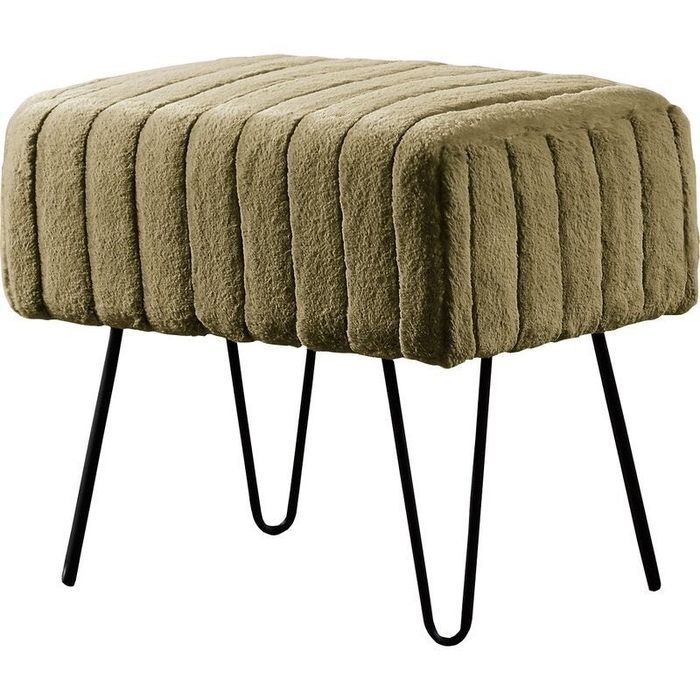 The ottoman in a calming shade of olive.