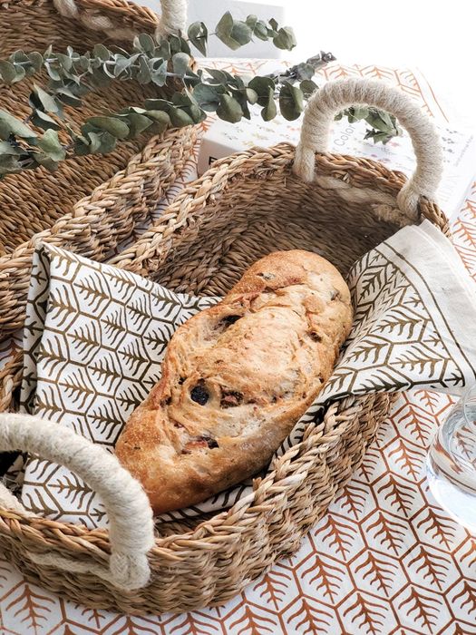 freshly baked bread in a woven basket