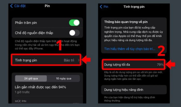 Kiểm tra tình trạng pin iPhone 7 có gặp sự cố không