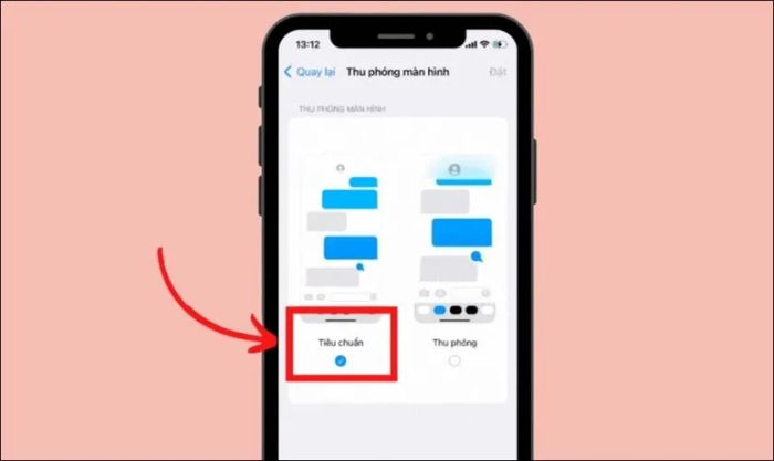 Tìm mục Xem và chọn dòng chữ Tiêu chuẩn để màn hình trở lại trạng thái mặc định.