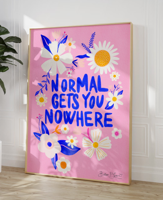 Framed artwork displaying the text.