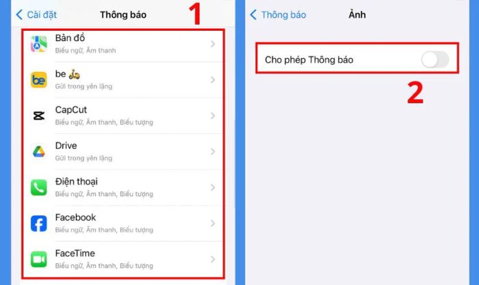 Tắt thông báo ứng dụng để giảm tiêu hao pin