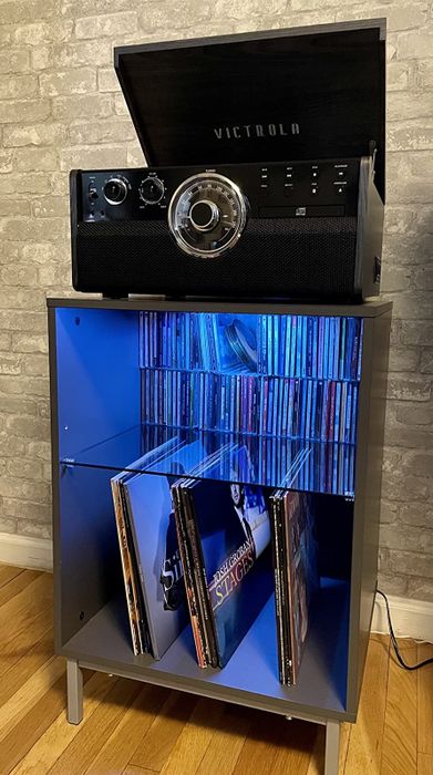 Reviewer image of the product with the blue LED light illuminated