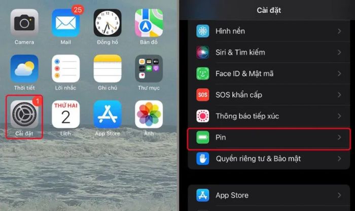 Truy cập vào cài đặt để kiểm tra chính xác tình trạng pin của iPhone.