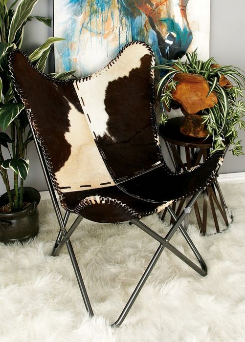 The brown and white chair.