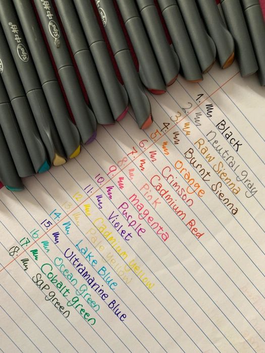 Fine-point pens in 18 vivid colors