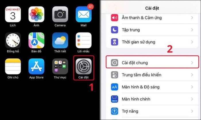 Truy cập vào phần cài đặt để đưa iPhone về cài đặt gốc
