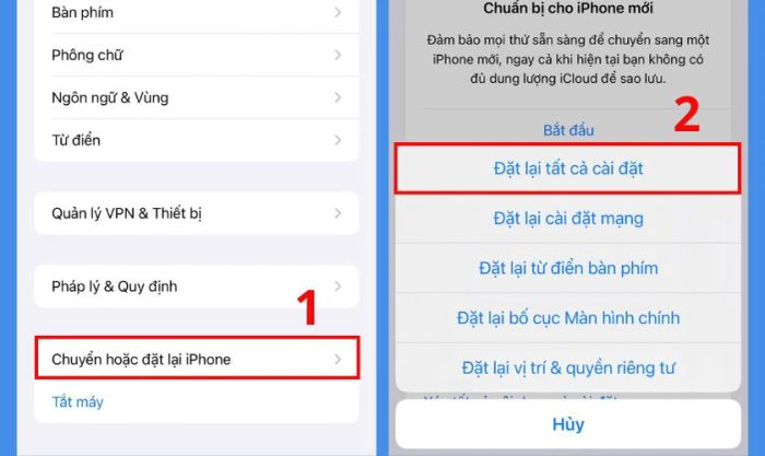 Khôi phục cài đặt gốc cho thiết bị